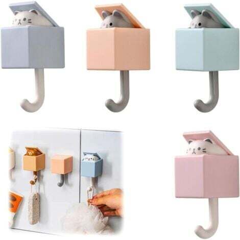 4 Pièces Crochets Muraux pour Animaux Crochet Adhesif Mignon Crochet Créatif pour Manteau Cat Hook Rétractables Crochets Adhésifs Animal pour Pat (1/5)