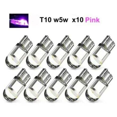 10 Pièces Lumières Violettes, T10 w5w rose Rosa LED avec 1 puce LED COB 12v DC 10 paquets violet (1/5)