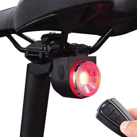 Alarme de vélo antivol intelligente, feu arrière de vélo rechargeable, klaxon électrique d'avertissement, localisateur de vélo avec télécommande, accessoires de vélo de montagne/ville électriques étan (1/5)