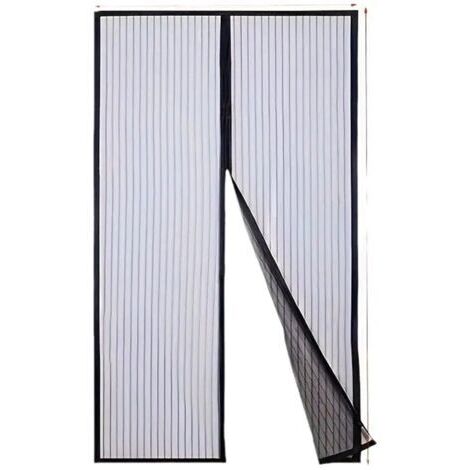 Moustiquaire magnétique pour portes et fenêtres 90x210cm noir rideau de porte anti-mouches et insectes moustiquaire magnétique bandes adhésives fermeture automatique (1/5)