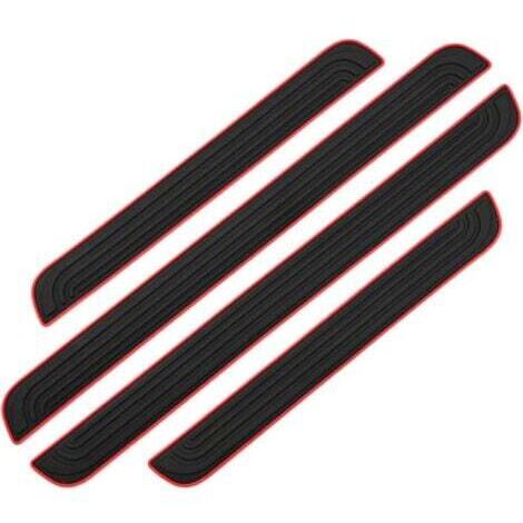 4 PCS Barres de Seuil de Porte Voiture Plaque de Seuil Protecteurs Autocollant Voiture Film Adhésif pour Protection Seuil Porte Garde-Plaque de Seuil de Porte Voiture en Caoutchouc Souple PVC(Noir) (1/5)