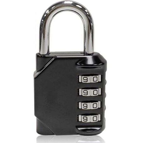 1Pc Cadenas à combinaison à 4 chiffres,étanche, noir, fermoir à combinaison en métal étanche et acier plaqué argent (1/4)