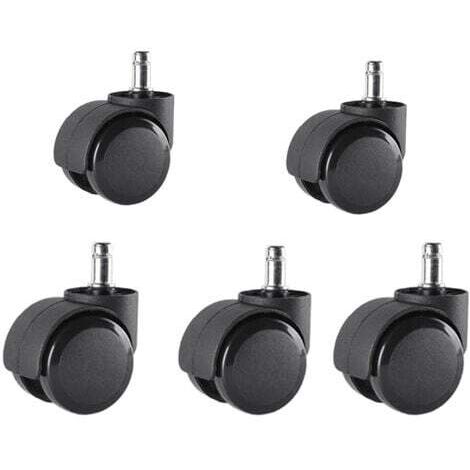 Jeu de 5 Roulettes de chaises de bureau 11 mm x 22 mm - - Roulettes pour sols durs jusqu'à 175 kg - - Roues pour chaises pivotantes - - Installation facile sans outils (1/5)