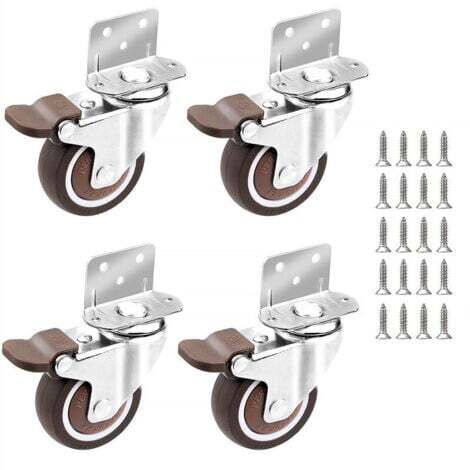 4x Roulettes - 25mm pour Meubles Petites Roulette Pivotante avec Frein et Plaque de Montage et Vis (1/5)