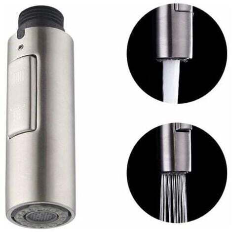 Bec de robinet de cuisine de remplacement, tête de robinet amovible universelle G1/2 en acier inoxydable 304 brossé (1/5)