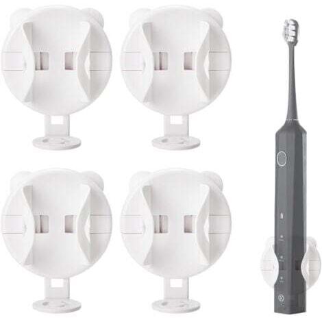 Porte-brosse à dents électrique autocollant, porte-brosse à dents mural, boîte de rangement pour brosse à dents électrique (4 pièces)