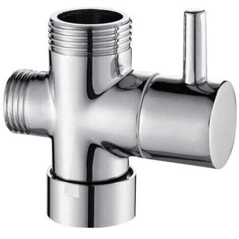 Valve 3 voies en laiton massif G1/2" Douchette Composants de Douche Raccord universels, Chrome DSF007 (1/5)