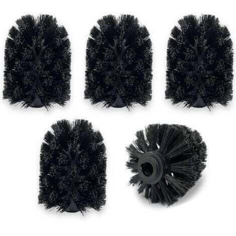 (5-Pack) Remplacement tête de Brosse WC Tête de Rechange pour Brosse WC Plastique Noir 7 x 7 x 9 cm (Tête) (1/5)