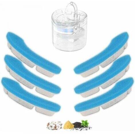 Filtre Fontaine a Eau pour Chat Améliorés Filtre Fontaine Eau Chat à Quadruple Action Filtres Remplacement 6 PCS pour Fontaines à Eau pour Chats et Chiens Automatique Silencieuse 1,8 L