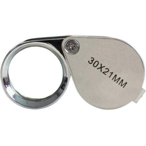 Loupe Bijoutier - Loupe Grossissante Verre 30 x 21 mm Bijoux Antiquités Lentille Oculaire - 30x Loupe de Poche - Pliable en Verre - Loupe Botaniste (1/5)