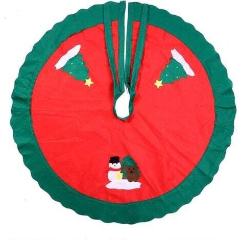 Jupe de Sapin de Noël 90cm - Décoration Base d'Arbre, Ornement Maison Fête, Tapis Tablier Rouge Couvre Pied de Sapin (1/4)