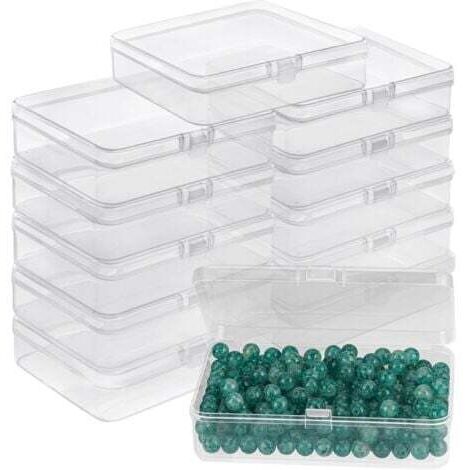 Petite Boite de Rangement Plastique Transparent avec Couvercle à Charnière (Lot de 12) - L11,2 x l8,3 x H2,8 cm - Mini Boite Rangement Plastique pour Pilules, Perles, Bijoux et Artisanat (1/5)