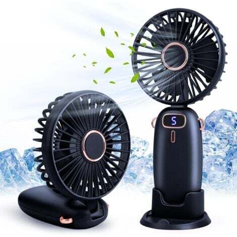 Ventilateur à Main, Ventilateur Portatif, Petit Ventilateur De Poche 5 Vitesses Avec Base, Mini Ventilateur USB Portable Silencieux Puissant
