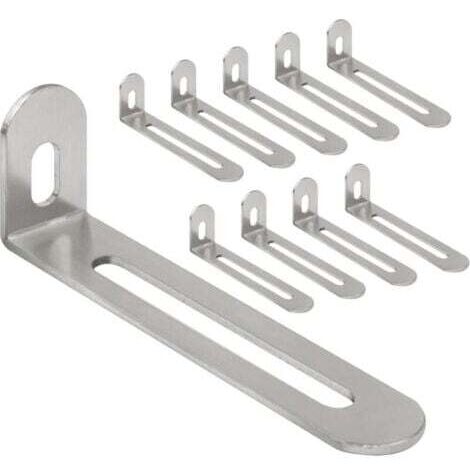 Lot de 10 équerres de fixation en L argentées, 32 x 80 mm Pour meubles en bois, avec vis (1/5)