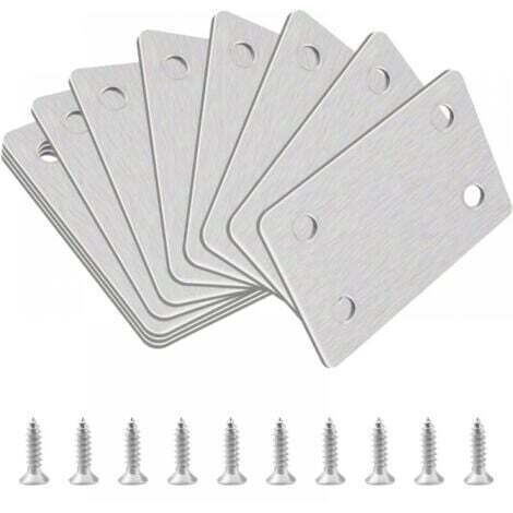 Supports de renfort d'angle plats, 10 pièces Support d'étagère de soutien droit en acier inoxydable Supports de renfort d'angle plats Réparation de plaques de réparation Assemblage