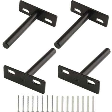 Lot de 4 supports d'étagère flottants de 3 pouces, supports d'étagère aveugles robustes, supports muraux cachés pour étagères flottantes en bois, noir-Étagère murale (1/5)