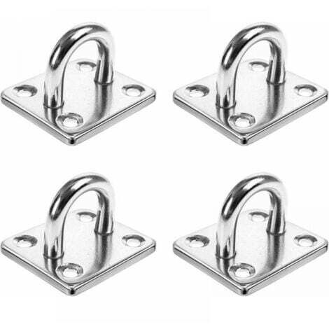 Lot de 4 panneaux à œillets en acier inoxydable marin 304 de 6 mm, durables, pour balançoire murale, plafond, hamac(Pas de vis) (1/5)