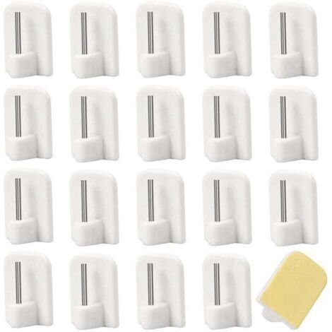 50 Pcs Crochets Autocollants pour Barres de Rideaux Supports Tringles à Rideaux pour Salle de Bain Cuisine Chambre