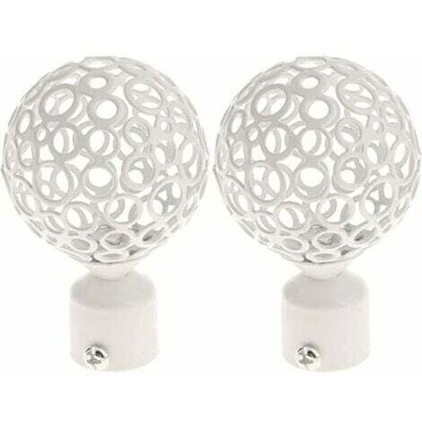 2pcs Embout Tringle à Rideaux 28mm Blanc, Paire Embout De Tringle à Rideau Draperie Rail PôLe TêTe Pour DéCoration Tringle à Rideau (1/5)