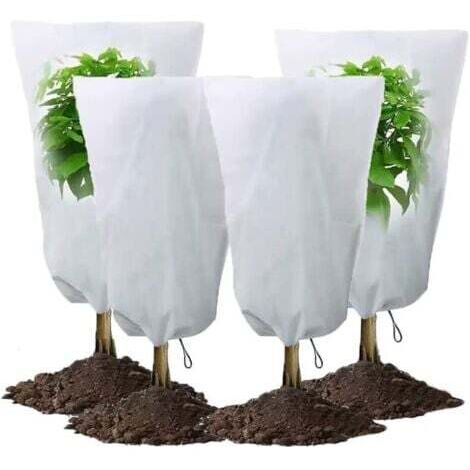 4 Pack 60 x 80 cm Hivernage Plante,Housse Hivernage Plante,Voile Hivernage Plante Exterieur Housse de Protection pour Plantes avec Cordon,Réutilisable Résistant (1/5)