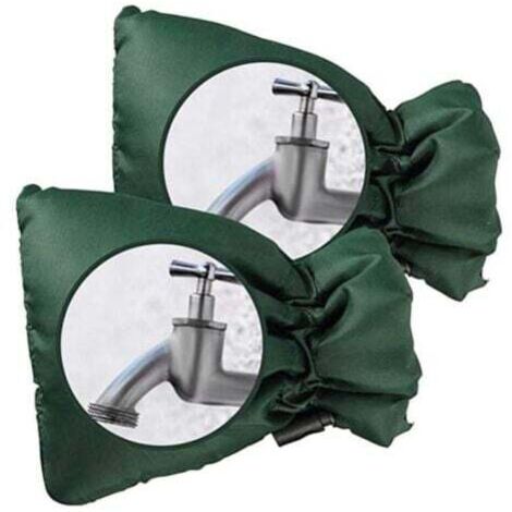 Lot de 2 housses de protection pour robinet extérieur - Protection épaisse pour robinet extérieur contre le gel - Imperméable - Vert, 21 x 17 cm (1/4)