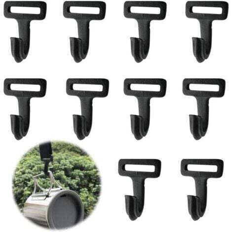 Crochet de tente en plastique extérieur crochet de corde de poteau boucle de tente crochet de bâche de tente adapté pour auvent de tente crochet multifonctionnel camping noir 10 pièces (1/5)