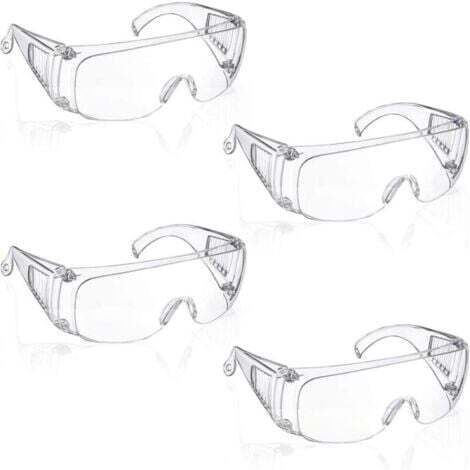 4 Paires Lunette Protection, Lunettes de Sécurité Transparentes, Lunettes de Protection la Sécurité en Laboratoire, Lunettes de Sécurité (1/5)