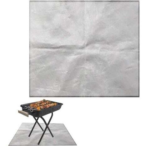 80cmx100cm (Gris) Tapis De Barbecue RéSistant Au Feu, Tapis De Foyer Pour Terrasse Tapis Ignifuge, Résistant à la Chaleur Imperméable Coussin De Foyer à Haute TempéRature Tapis De Protection Du Sol