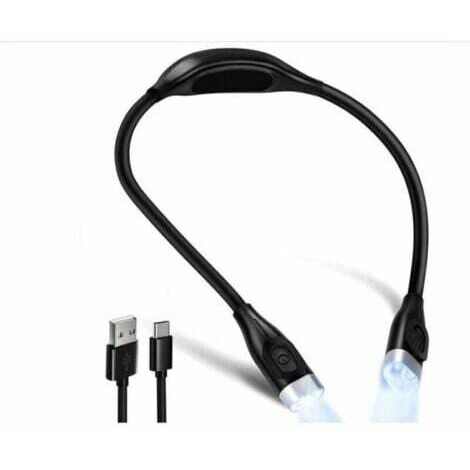Lampe de lecture LED flexible pour le cou, lampe de lecture rechargeable 4 LED 3 couleurs, protection des yeux, avec flexible extra long (noir)