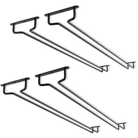 Lot de 4 supports pour verres à vin sous armoire de 15,7 pouces - Support en métal pour verres à vin - Support pour verres à vin - Pour mini bar, rangement de cuisine - Noir (1/5)
