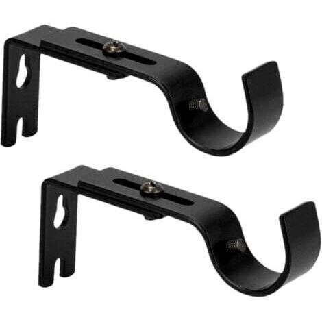 2 Pièces Support de Tringle à Rideaux, Support de Tringle à Rideau Réglable Support pour Tringle à Rideau en Métal pour Tringle à Rideau Fixation de Maison Chambre (noir) (1/4)