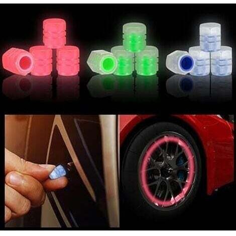 12 Pièces Bouchons de Valve de Pneu Voiture, Universel Capuchons Tige Valve Pneu, Bouchon de Valve Fluorescent, Lumineux Couvercle de Tige de Valve de Pneu pour Voitures, SUV, Vélos, Motos (1/5)