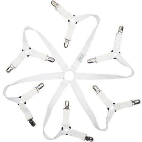 Cadre de drap-housse réglable à 6 côtés, attaches pour draps, compatible avec tous les matelas ronds et carrés (blanc 3 positions) (1/5)