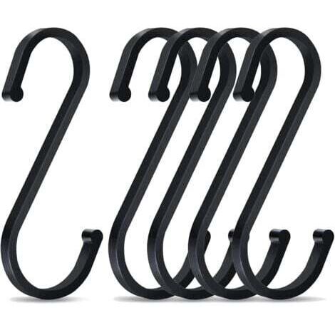 5 Pièces Crochets en S, 86mm Forme de S Crochets en Aluminum, Crochet Multifonctions, pour Cuisine, Salle de Bain(Noir)
