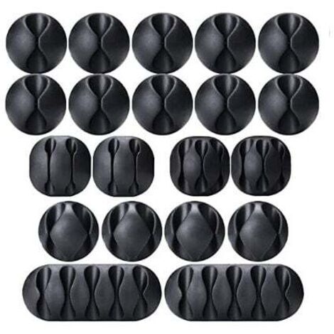 20 Pièces Cable Clips Support de Câble, Ensemble d'Organisateur de Câbles de Gestion de Câbles Polyvalent pour Bureau, Câble d'Alimentation, Câble de Chargement USB, Chargeurs, Câble Audio (1/5)