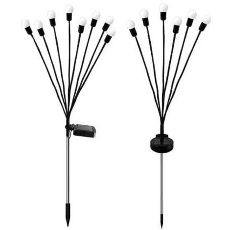 Lot de 2 lucioles solaires à 6 LED - Étanche - Étoiles - Pour jardin, allée, paysage, extérieur - Lumière chaude [Classe énergétique A+++] (1/5)