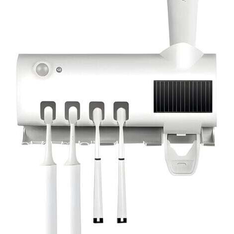Stérilisateur de brosse à dents intelligent, porte-brosse à dents domestique avec distributeur de dentifrice, facile à installer, blanc (1/4)