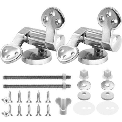 Kit de fixations pour charnières de siège de toilette, 2 pièces, avec fixations en alliage de zinc, charnières de remplacement pour siège de toilette (1/5)