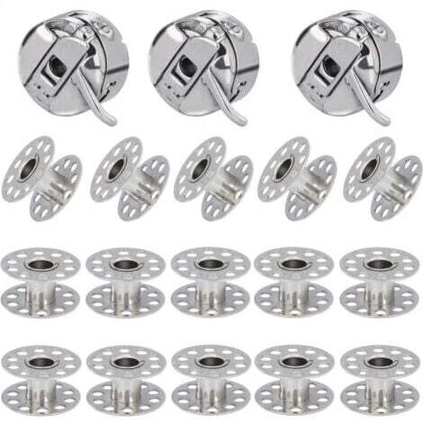3 Pièces Boîte à Canette pour Machine à Coudre, 15 Pièces Bobine en Métal, Compatible pour Singer Janome Brother Machine à Coudre Domestique Standard (1/4)