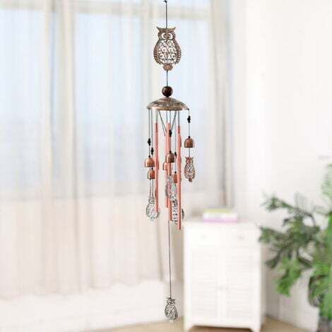 Icyant Carillon à Vent en Forme de Hibou avec 4 Tubes en Aluminium, 6 Cloches, 95 cm, étanche à l'eau, pour Noël, Maman, Balcon, Festival, Jardin (1/5)