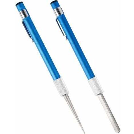 Stylo d'aiguisage (bleu), aiguisoir à diamant portable en 2 parties pour couteaux dentelés, ciseaux à couteaux, baguette d'aiguisage à diamant avec design rétractable, facile à transporter.