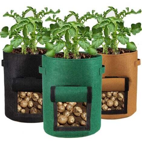 Lot 6 Sacs De Plantation 11L Non Tissés Avec Poignées - Pots Textiles Géotextile Tomates Pommes De Terre Fraises Légumes - 3 Gallons