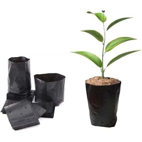 100 sacs de pépinière en plastique épais - 15x25cm (diamètre x hauteur) Sacs de culture pour plantes de jardin avec trous d'aération (1/5)
