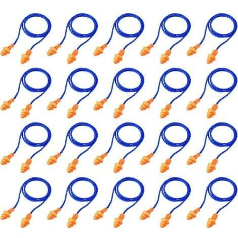 20 Paires, Bleu , Bouchons d'oreilles en Cordon Bouchons d'oreilles en Silicone Réutilisables avec Corde Bouchon d'oreille Anti-Bruit pour Sommeil Protection Auditive (1/5)