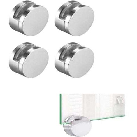 [4 pièces] Supports d'étagère en verre rectangulaires sans cadre réglables Supports de fixation robustes Clips d'étagère