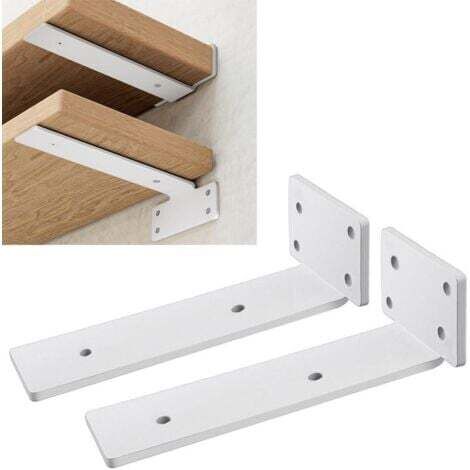 Lot de 2 supports d'étagère robustes pour montage mural, avec une capacité de charge robuste de 75 kg, installation de suspension en forme de T, support mural (blanc, 15 cm)