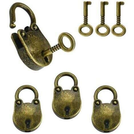 4 PCS Cadenas Vintage en Alliage de Zinc 35 x 21 cm Cadenas de Forme d'Ours Antirouille Mini Cadenas Vintage Robuste avec 6 Clé pour Petits Bagages Boîte à Bagages Valises Casiers Maison