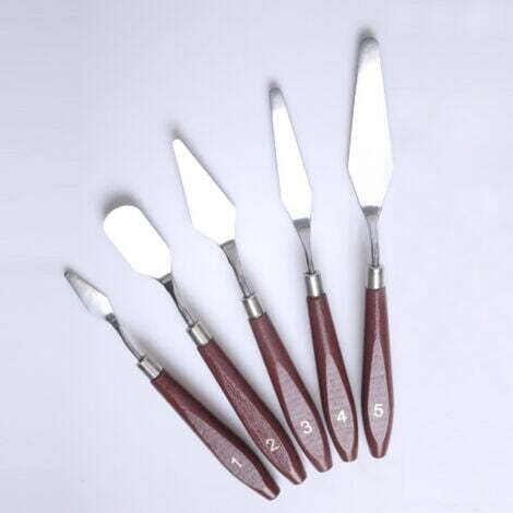 Couteaux à Peindre en Acier Inoxydable, Grattoir à Peinture à l'huile, Ensemble de Spatules pour la Peinture Acrylique et la Peinture à l'huile, 5 Pièces (1/5)