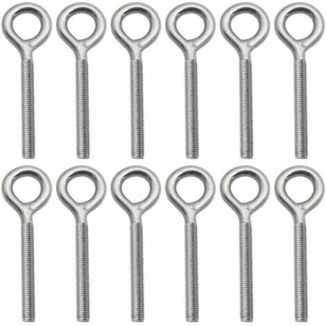 Lot de 12 Boulons- M5 à Oeil en 304 Acier Inoxydable Vis à Anneau Piton à Visser pour Balançoire Machine Extérieure