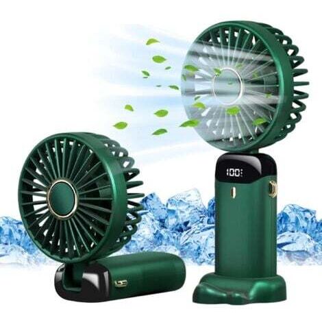 Mini ventilateur de poche USB portable, petit ventilateur de poche à 5 vitesses avec base, ventilateur de bureau pliable, extérieur (vert)